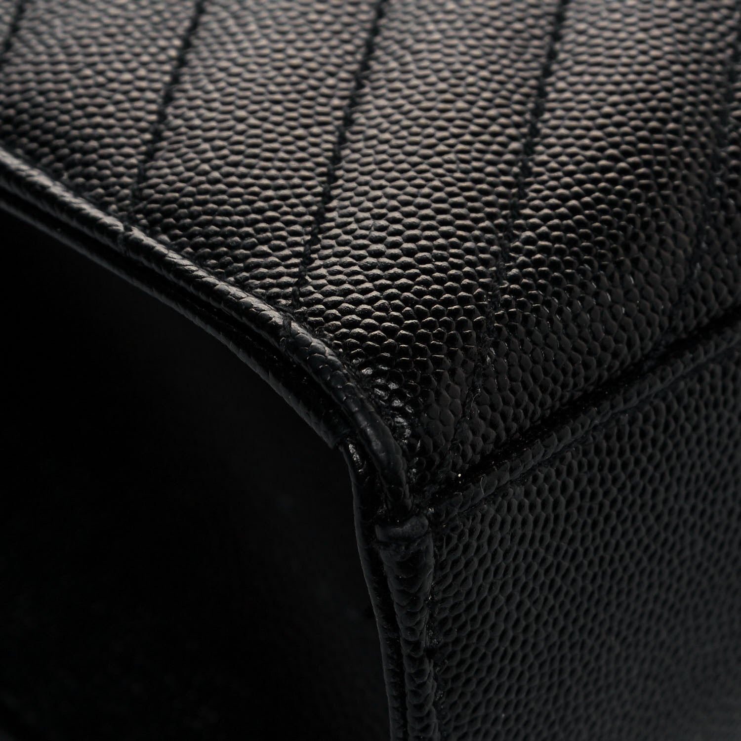 Saint Laurent Grain De Poudre Matelasse Chevron Large Monogram Satchel Black 11 of 12