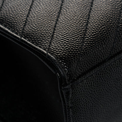 Saint Laurent Grain De Poudre Matelasse Chevron Large Monogram Satchel Black 11 of 12