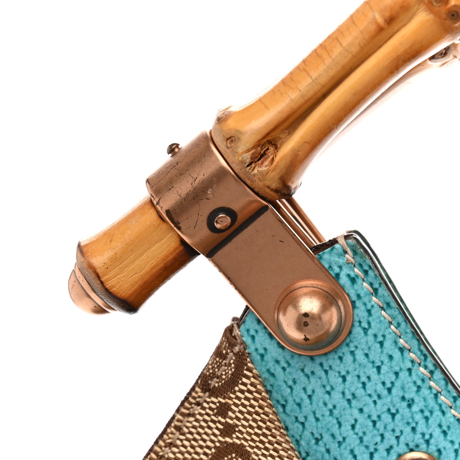 Gucci Monogram Bamboo Top Handle Bag Turquoise 13 of 15
