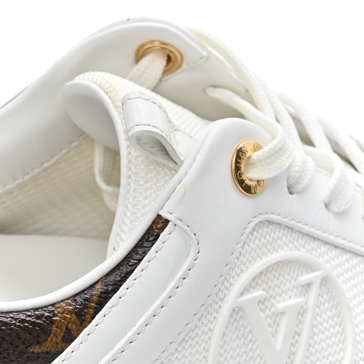 Calfskin Monogram Run Away Sneakers 37 White