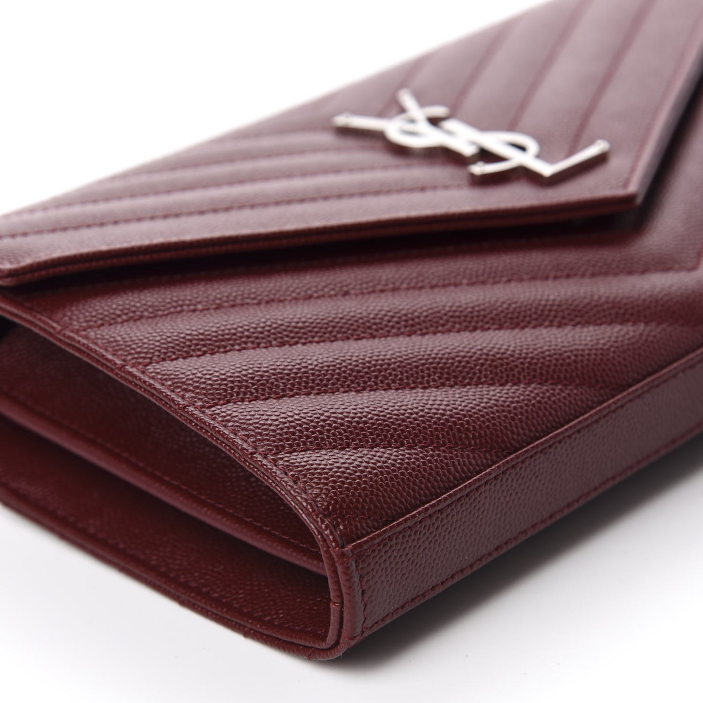 Grain De Poudre Matelasse Chevron Monogram Chain Wallet Palissandre