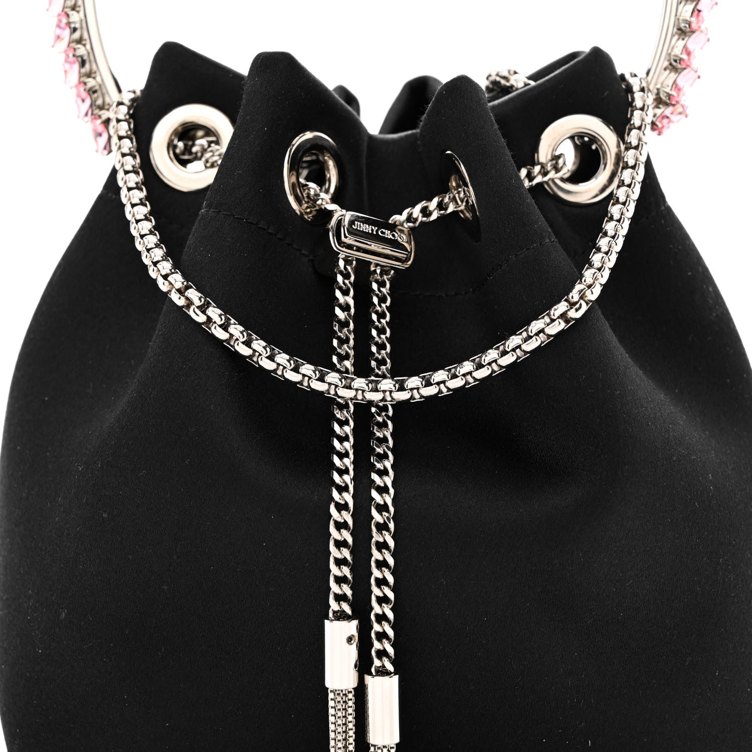 Jimmy Choo Satin Crystal Embellished Top Handle Bon Bon Bag Black 7 of 10