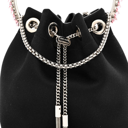 Jimmy Choo Satin Crystal Embellished Top Handle Bon Bon Bag Black 7 of 10