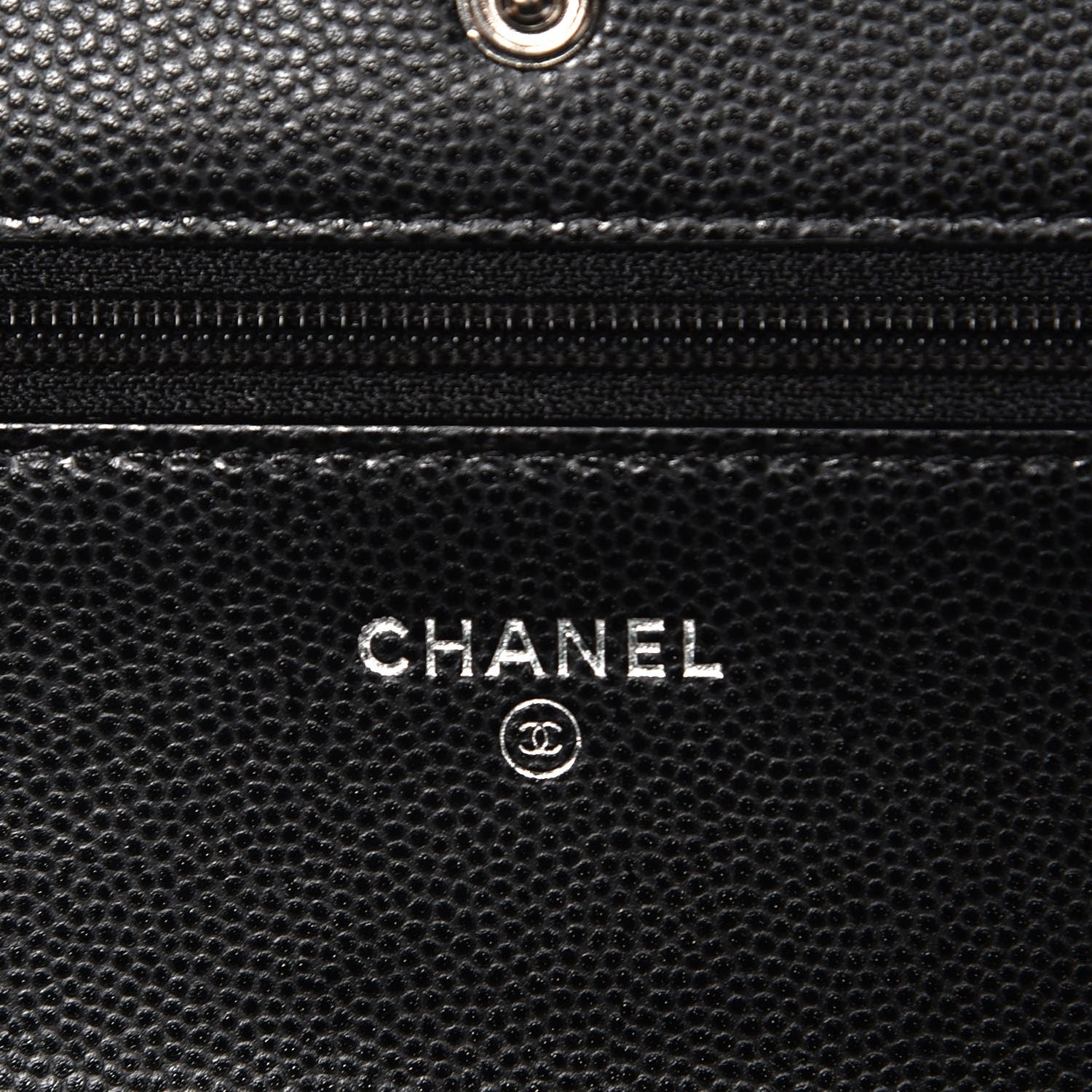 Chanel Caviar Chevron Quilted Wallet On Chain WOC Black 6 of 8