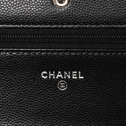 Chanel Caviar Chevron Quilted Wallet On Chain WOC Black 6 of 8