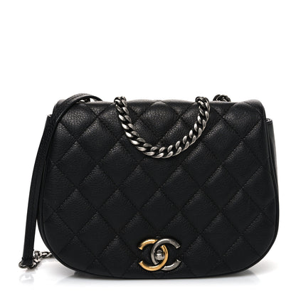 Chanel Calfskin Quilted Casual Pocket Messenger Flap Black 1 of 11