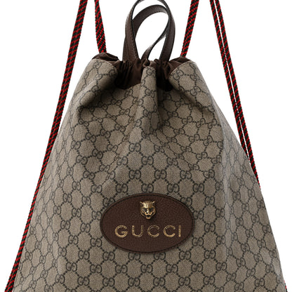 Gucci GG Supreme Monogram Neo Vintage Drawstring Backpack Beige New Acero Crop 8 of 10