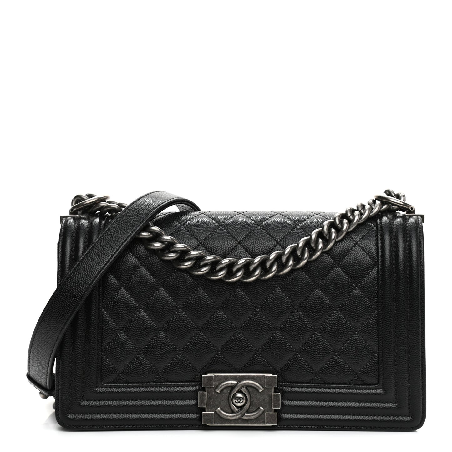 Caviar Quilted Medium Boy Flap Black