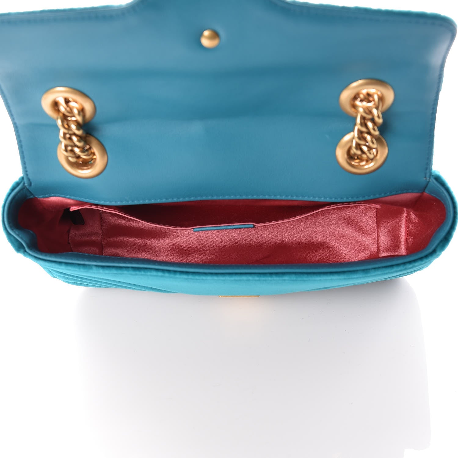 Gucci Velvet Matelasse Mini GG Marmont Shoulder Bag Pavone Cyan 5 of 9