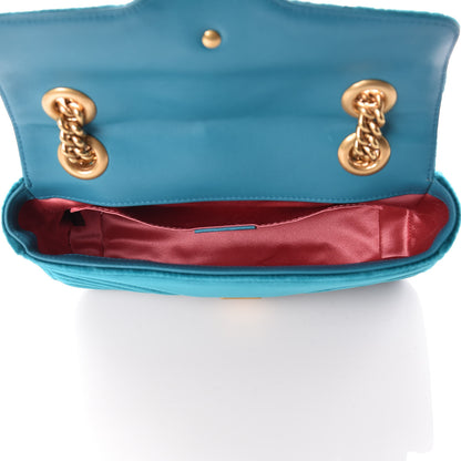 Gucci Velvet Matelasse Mini GG Marmont Shoulder Bag Pavone Cyan 5 of 9