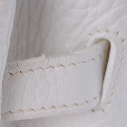 Hermes Toile Taurillon Clemence Birkin 35 White 23 of 41