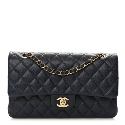 Chanel Caviar Quilted Medium Double Flap Dark Blue 1 of 13