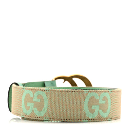 Gucci Monogram Jumbo GG Textured Dollar Calfskin Double G 75 30 Belt Mint Green 2 of 4