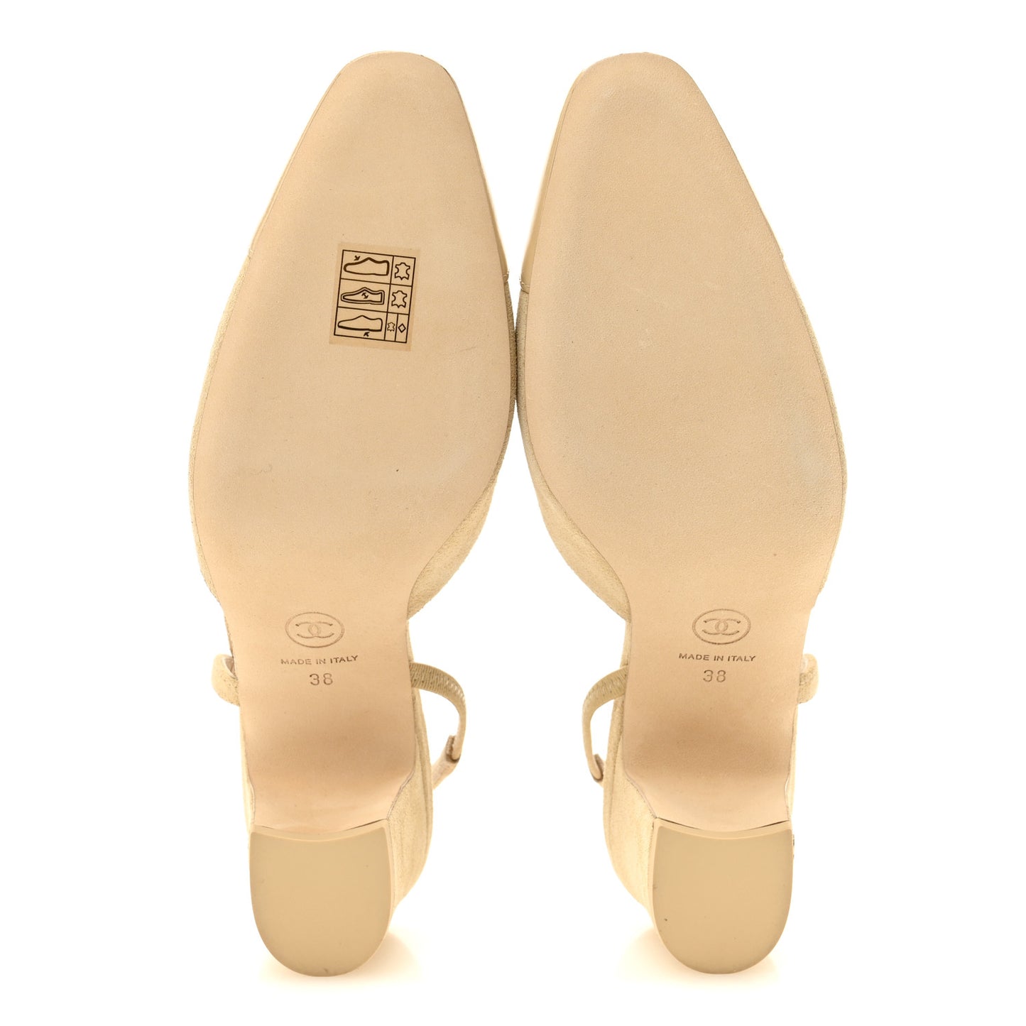 Suede Patent Cap Toe CC Slingback Pumps 38 Beige