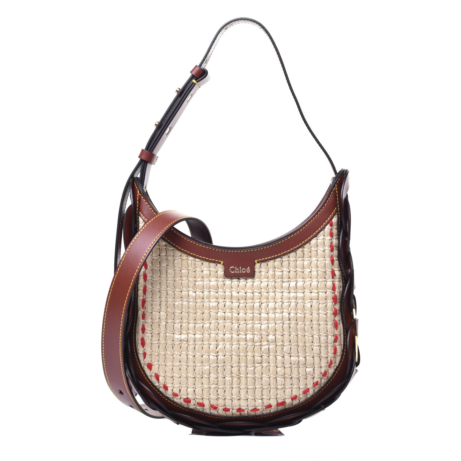 Chloe Calfskin Raffia Embroidered Small Darryl Crossbody Brown 1 of 9