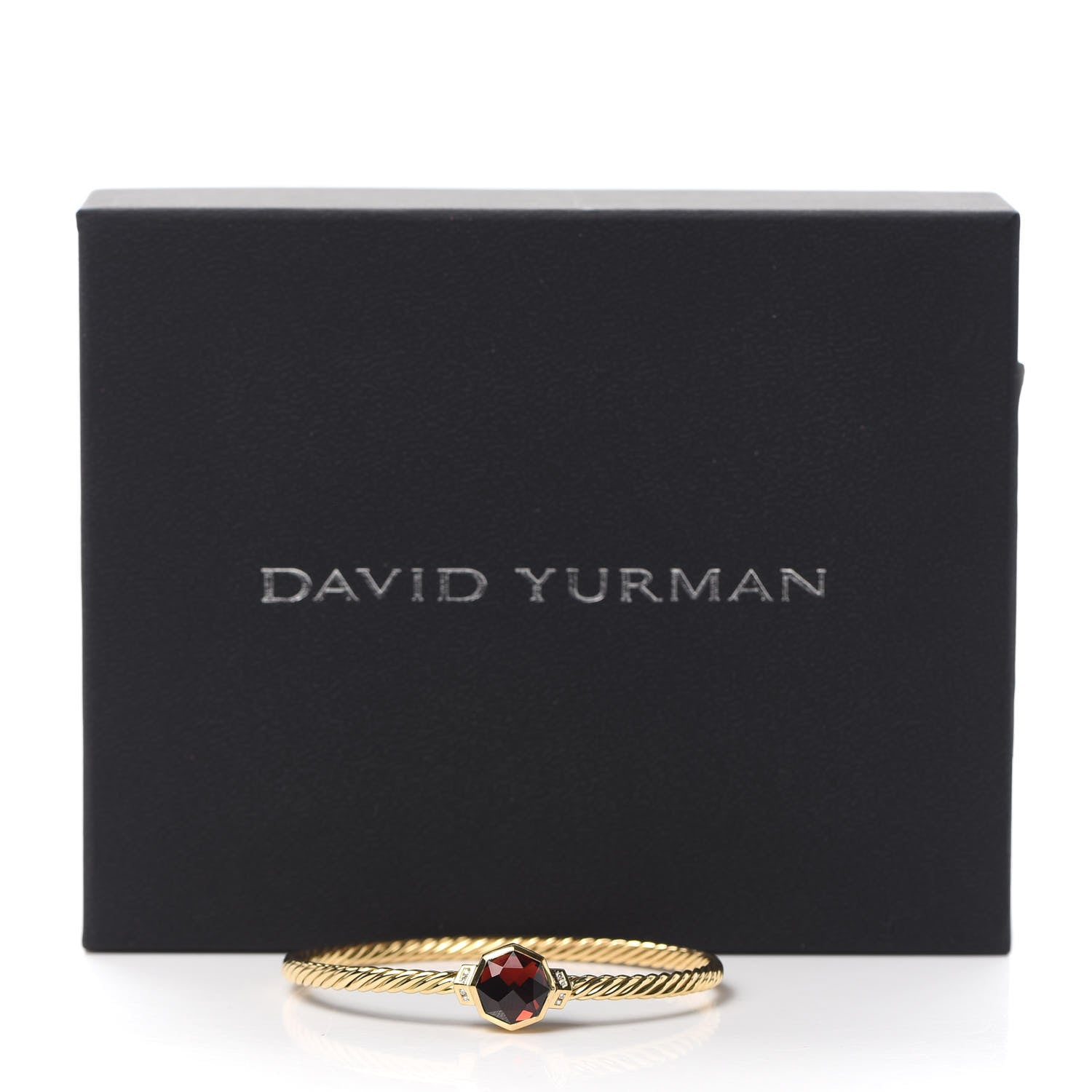 David Yurman 18K Yellow Gold Diamond Garnet Guilin Octagon Bracelet 5 of 5