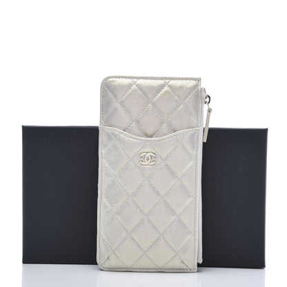 Chanel Iridescent Lambskin Quilted Classic Flat Wallet Pouch Ivory 10 of 10
