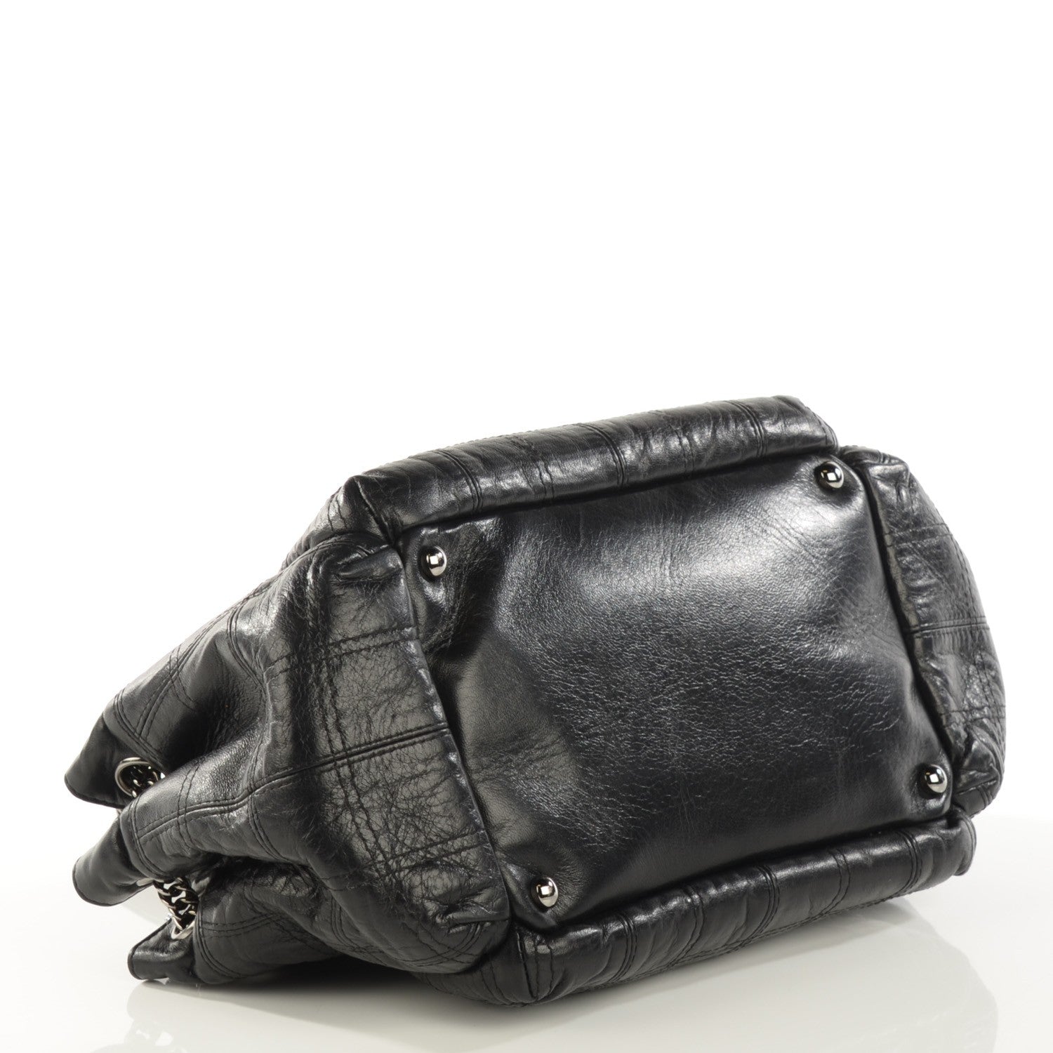 Chanel Lambskin Square Stitched Lax Accordion Hobo Black 4 of 7