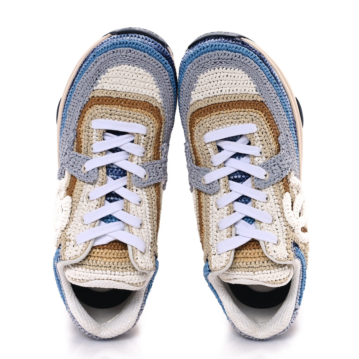 Braided Raffia Womens CC Sneakers 40 Blue Beige