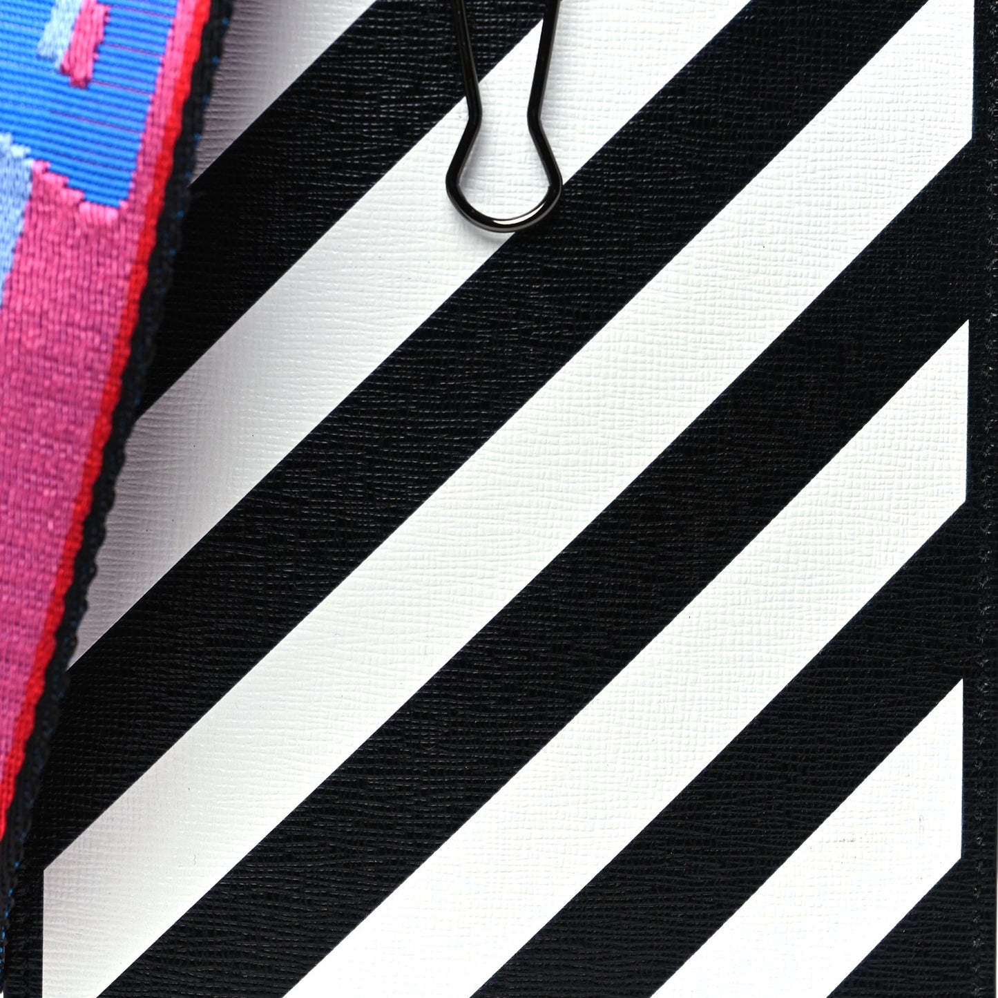 Saffiano Striped Phone Bag Black White