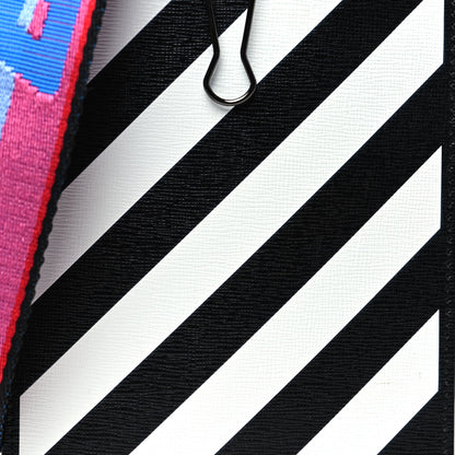 Off-White Saffiano Striped Phone Bag Black White 7 of 9