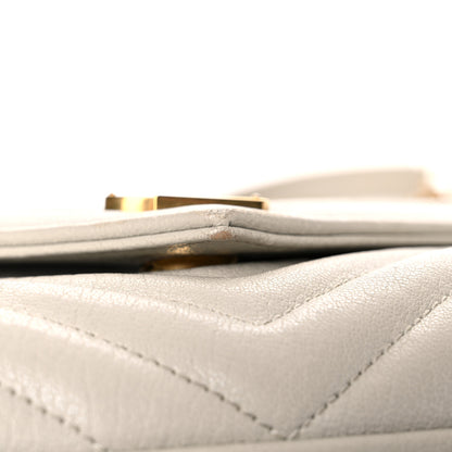 Saint Laurent Sheepskin Matelasse Chevron Monogram Medium College Bag Crema Soft 15 of 22