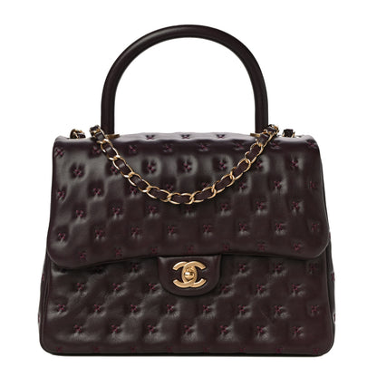 Chanel Lambskin Cross Stitch Small Coco Handle Flap Burgundy 1 of 14