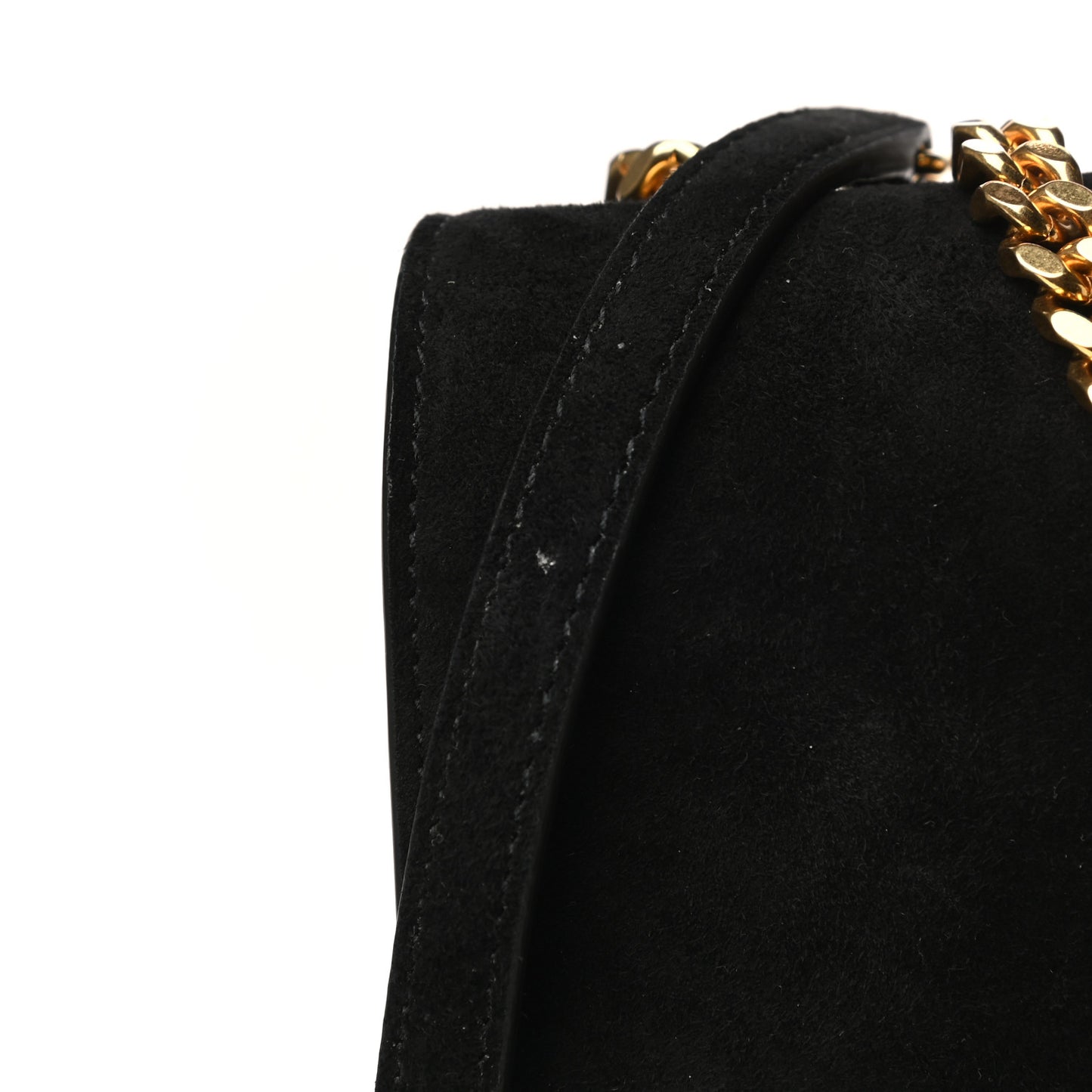 Suede Sulpice Monogram Medium Shoulder Bag Black