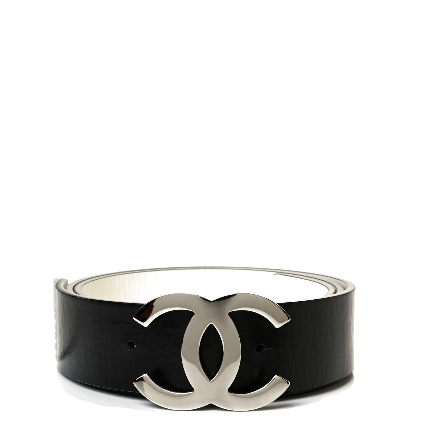 Chanel Calfskin CC Reversible Belt 85 Black White 1 of 8