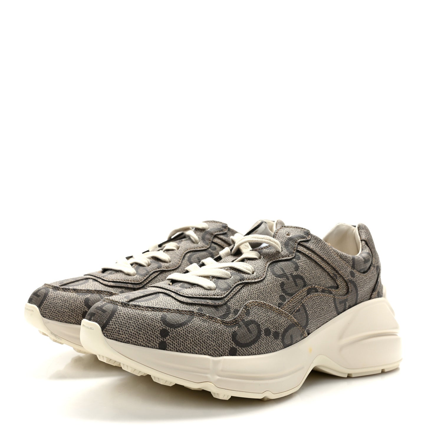 Maxi GG Supreme Monogram Gucci 100 Womens Rhyton Sneakers 39.5 Beige Ebony