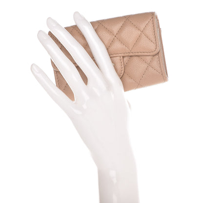 Chanel Caviar Quilted Flap Card Holder Wallet Beige 2 of 9