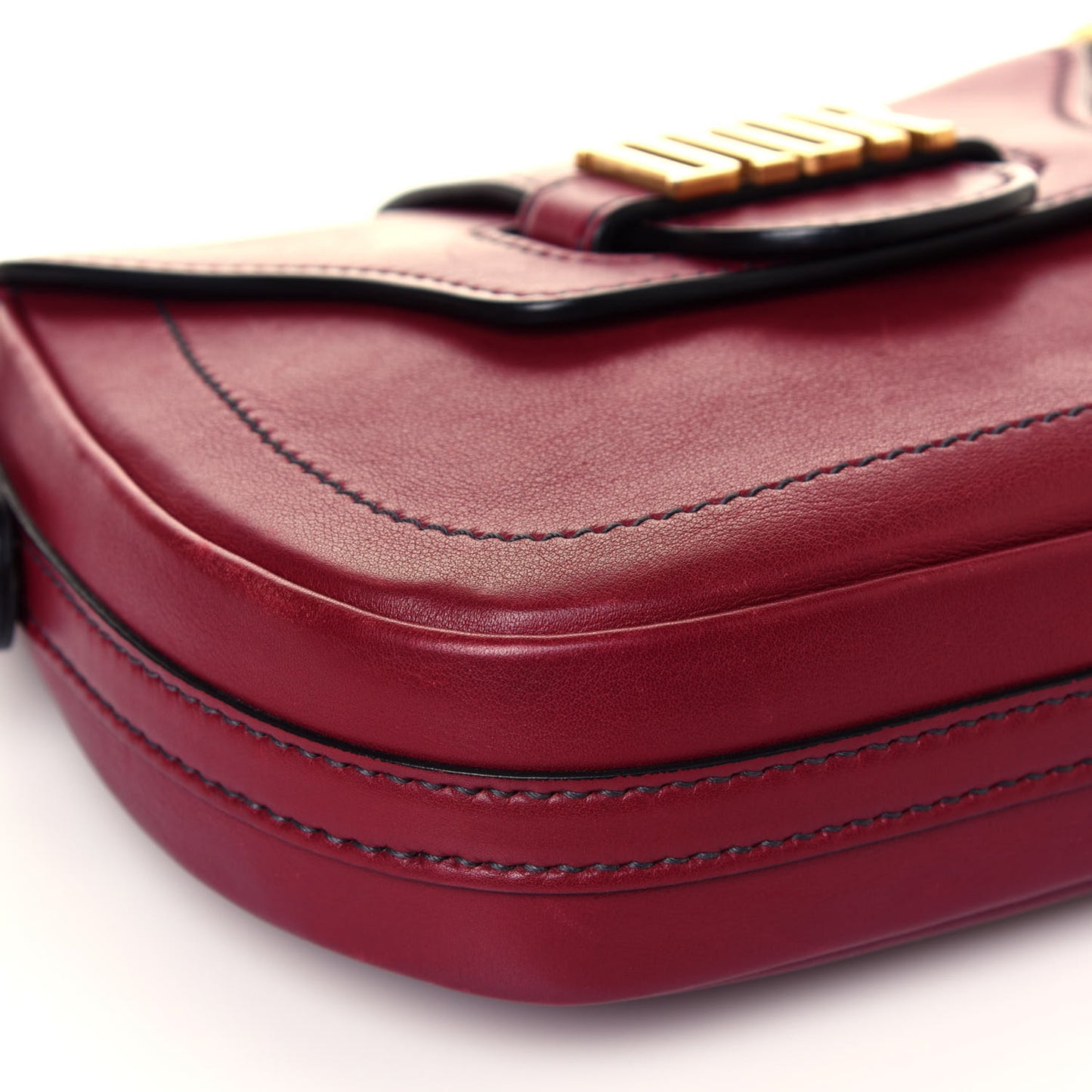 Calfskin D Fence Saddle Bag Black Red