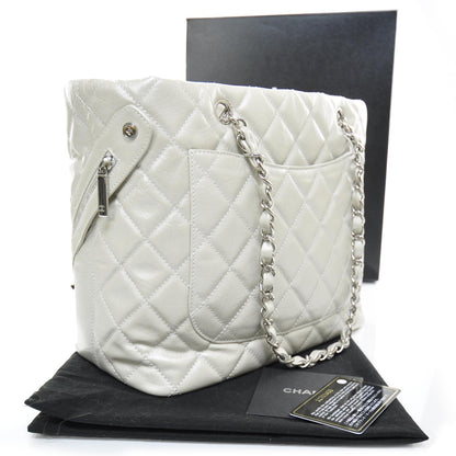 Chanel Leather Quilted Cotton Club Large Tote Light Silver 2 of 2