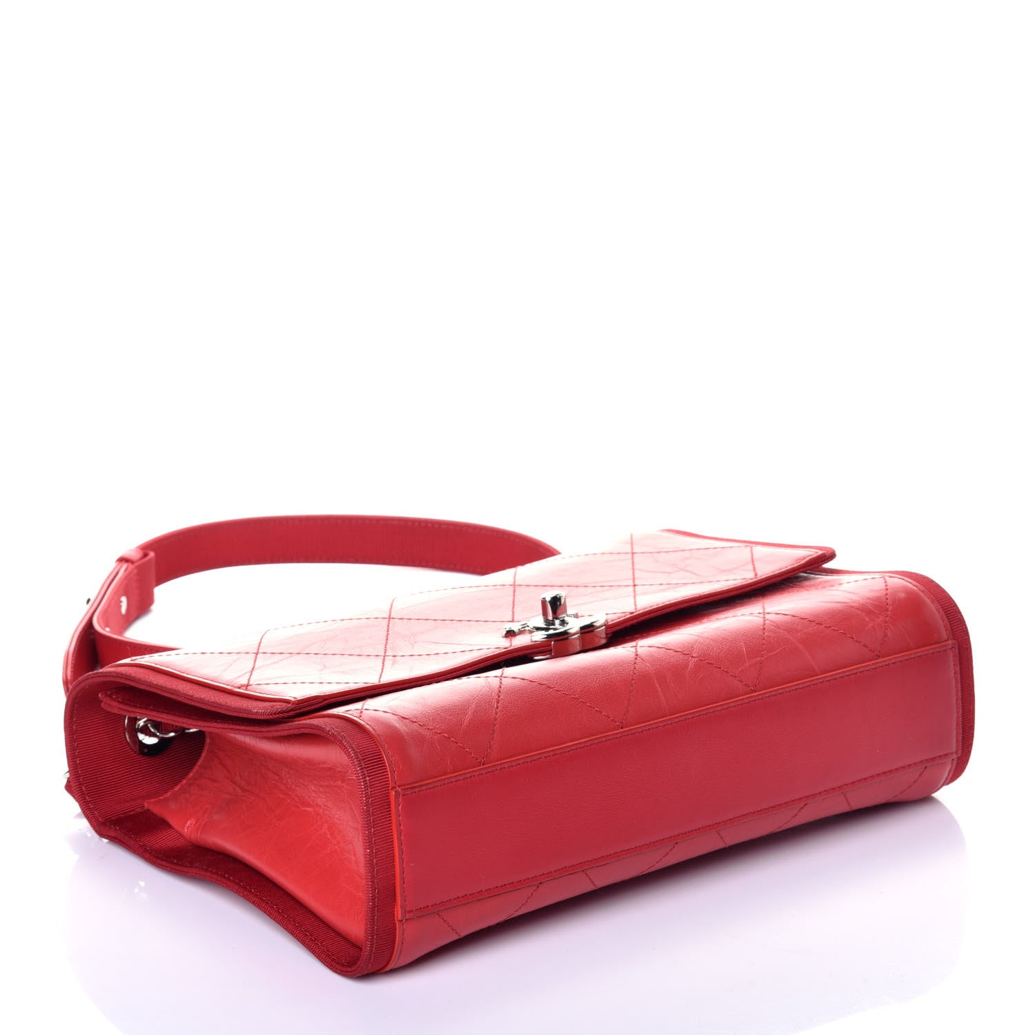 Chanel Crumpled Calfskin Flap Bag Red 4 of 9