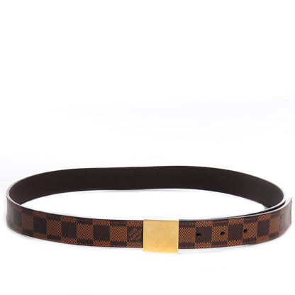 Louis Vuitton Damier Ebene LV Paris Buckle Belt 85 34 Gold 1 of 5