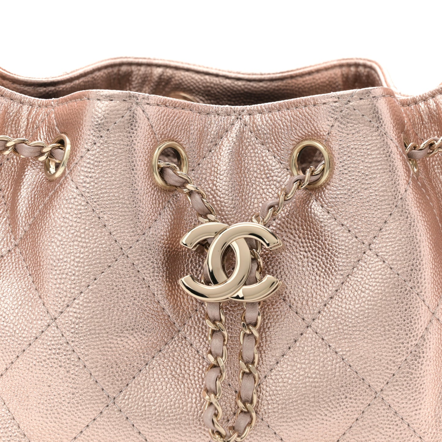 Metallic Caviar Quilted Mini Chanel 25 Handbag Copper