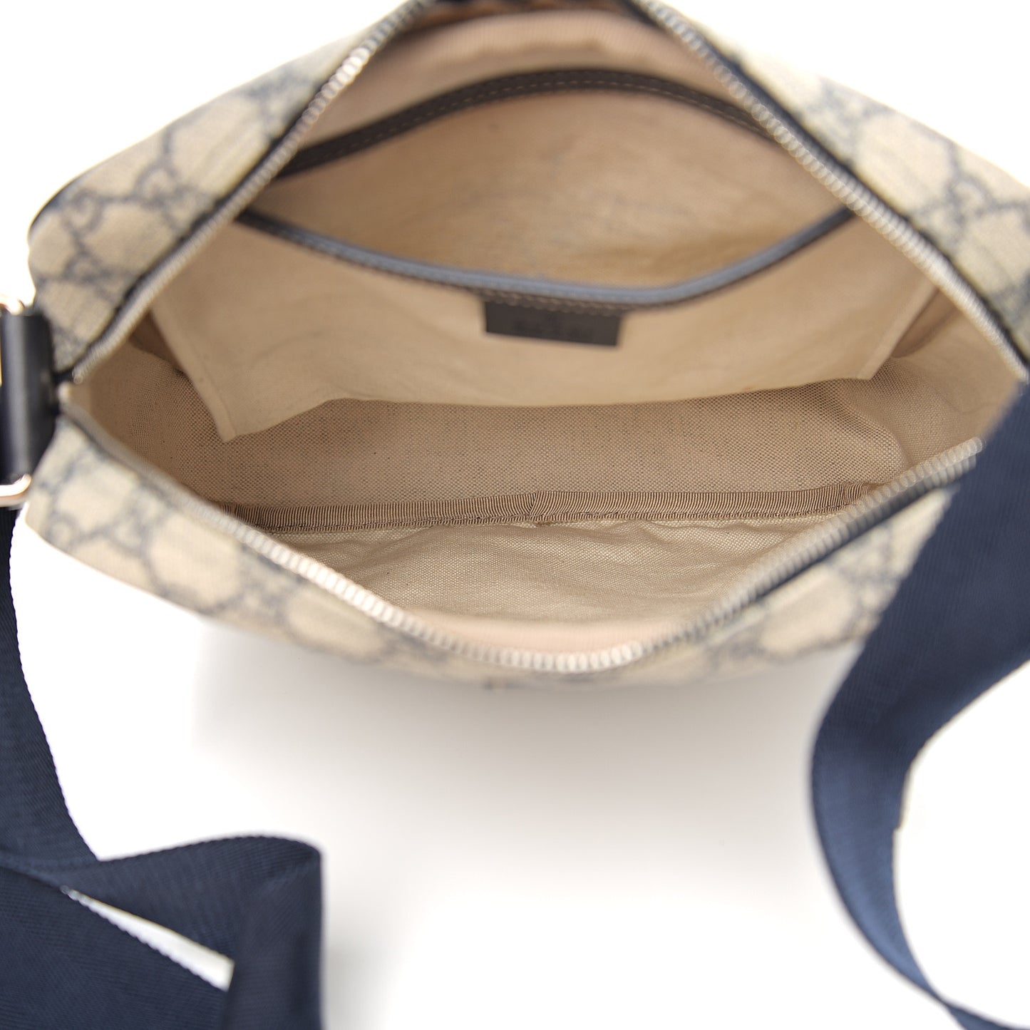 GG Plus Monogram Selleria Calfskin Medium Messenger Bag Beige Blue