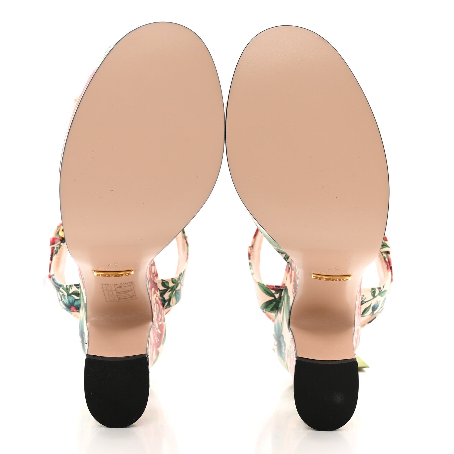Gucci Nappa Charlotte Brit Roses Print Horsebit 40/135mm Platform Sandals 37 Multicolor 5 of 8