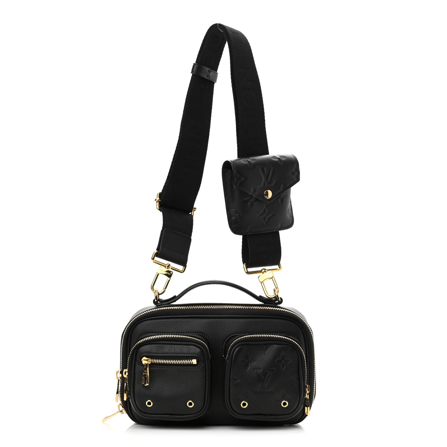 Louis Vuitton Calfskin Monogram Embossed Utility Crossbody Black 1 of 9