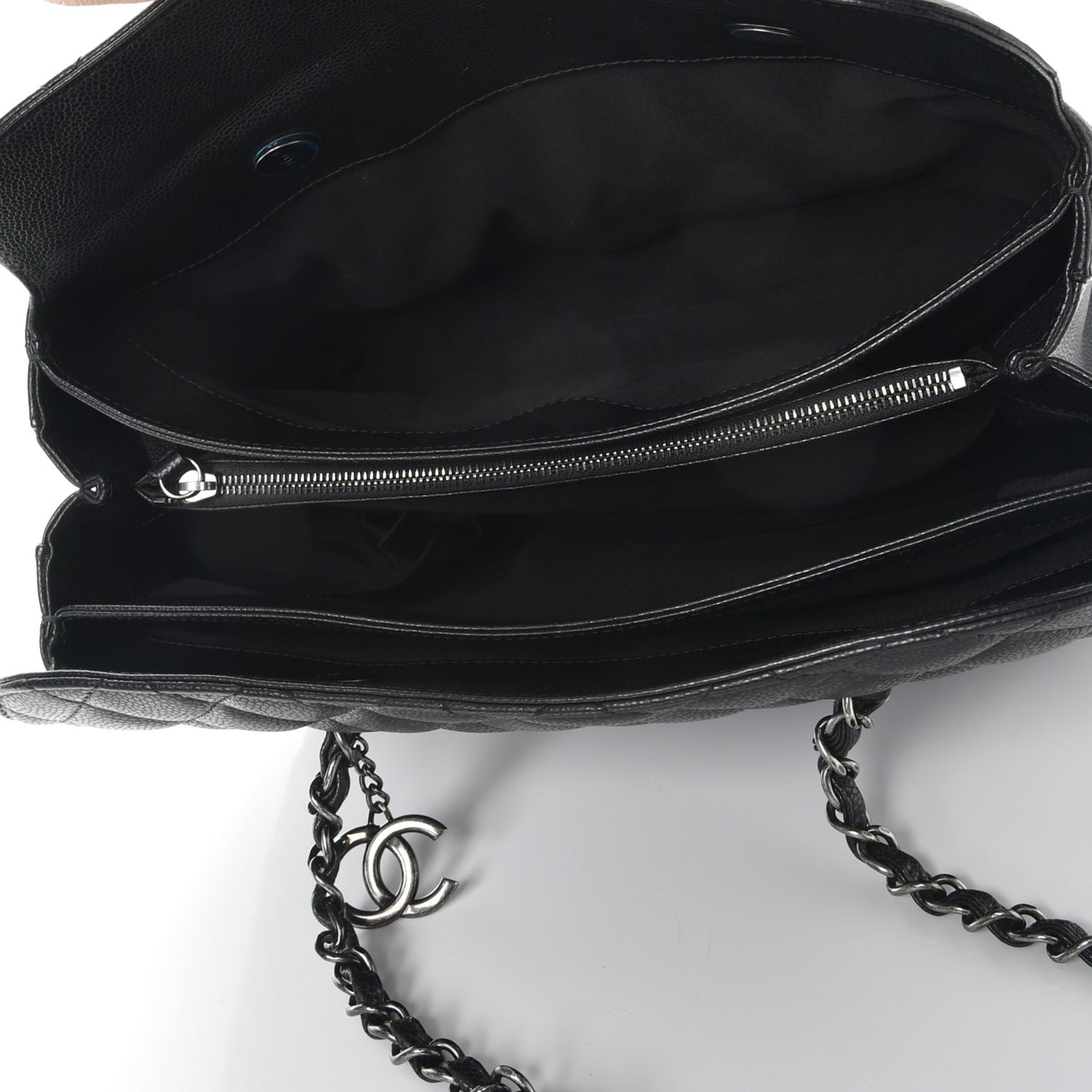 Caviar Quilted City Shopping Tote Black