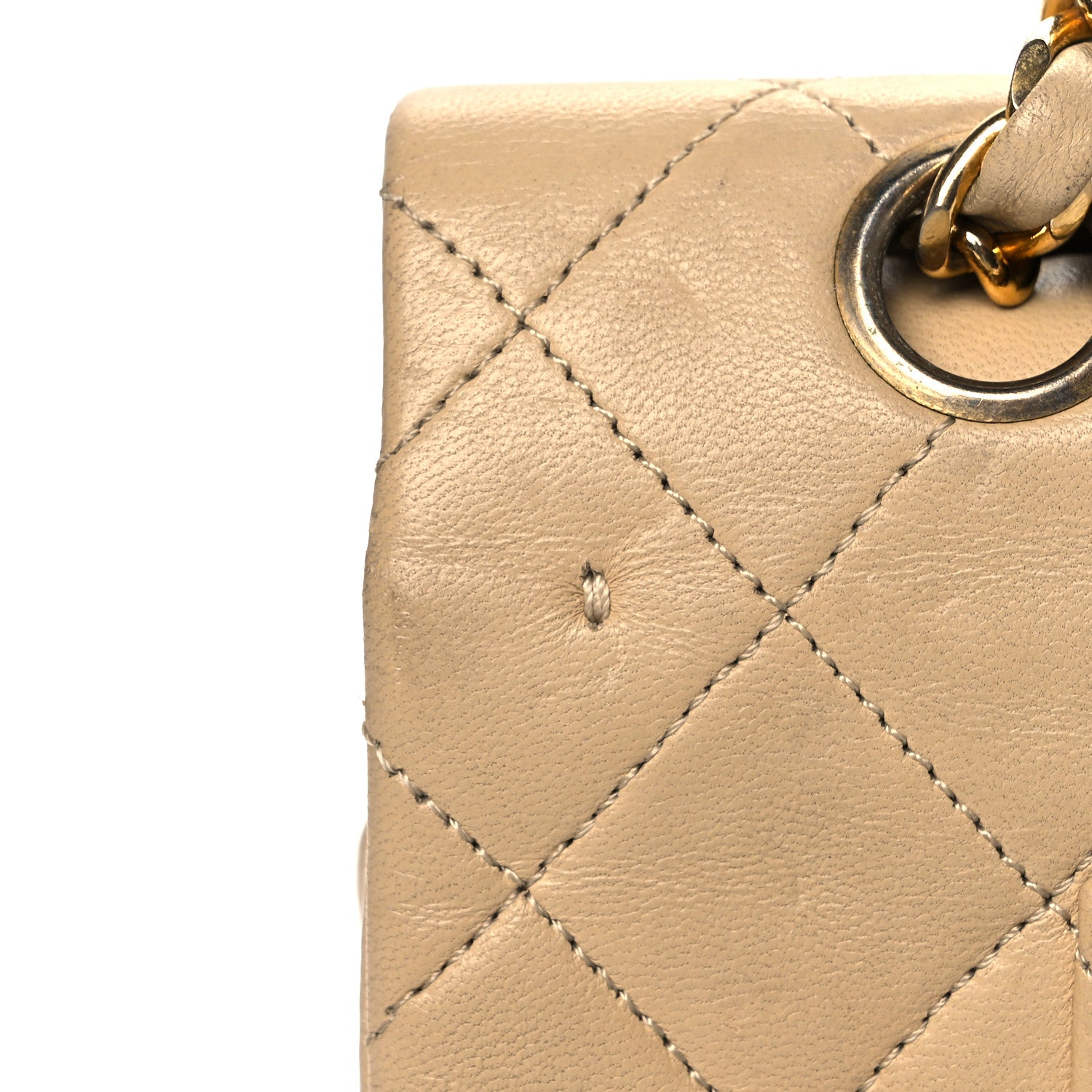 Chanel Lambskin Quilted Medium Double Flap Beige 15 of 24
