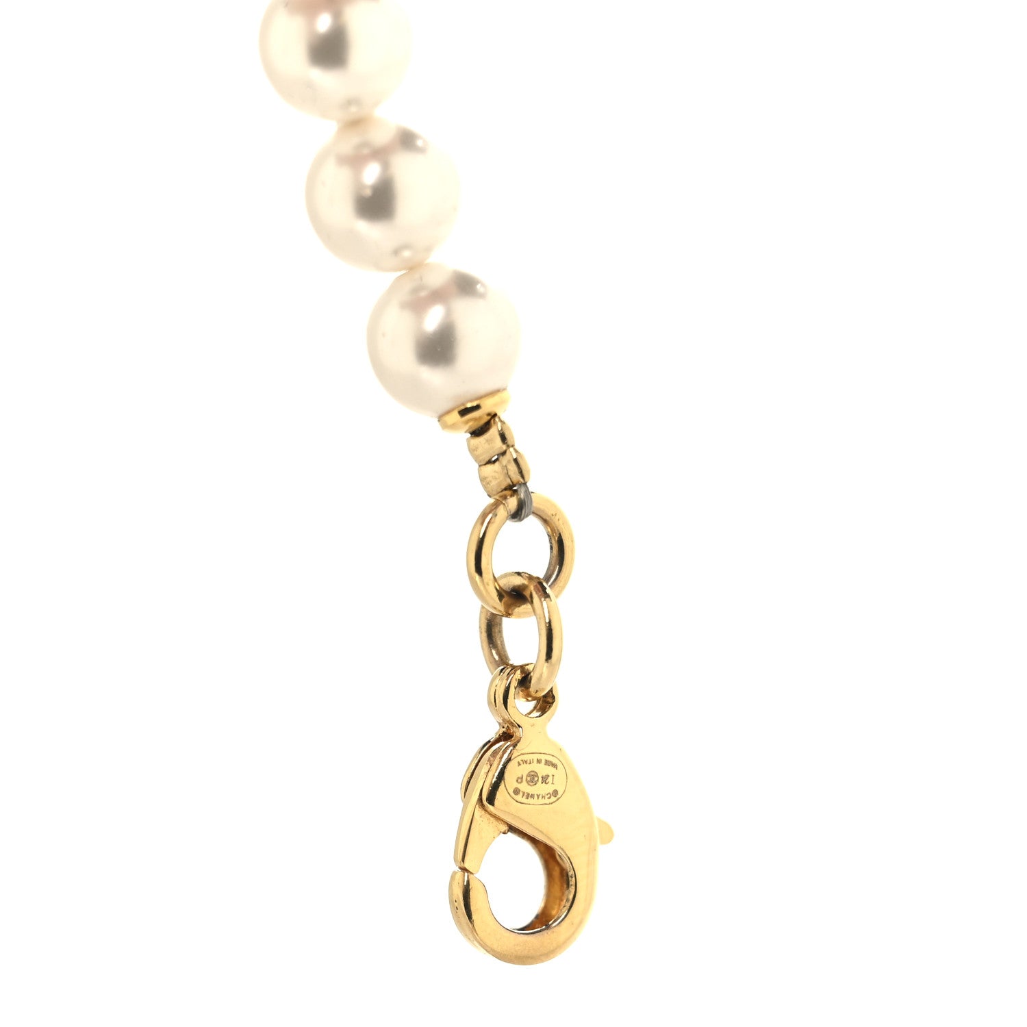 Chanel Metal Denim CC Heart Bracelet Gold Blue Pearly White 4 of 5