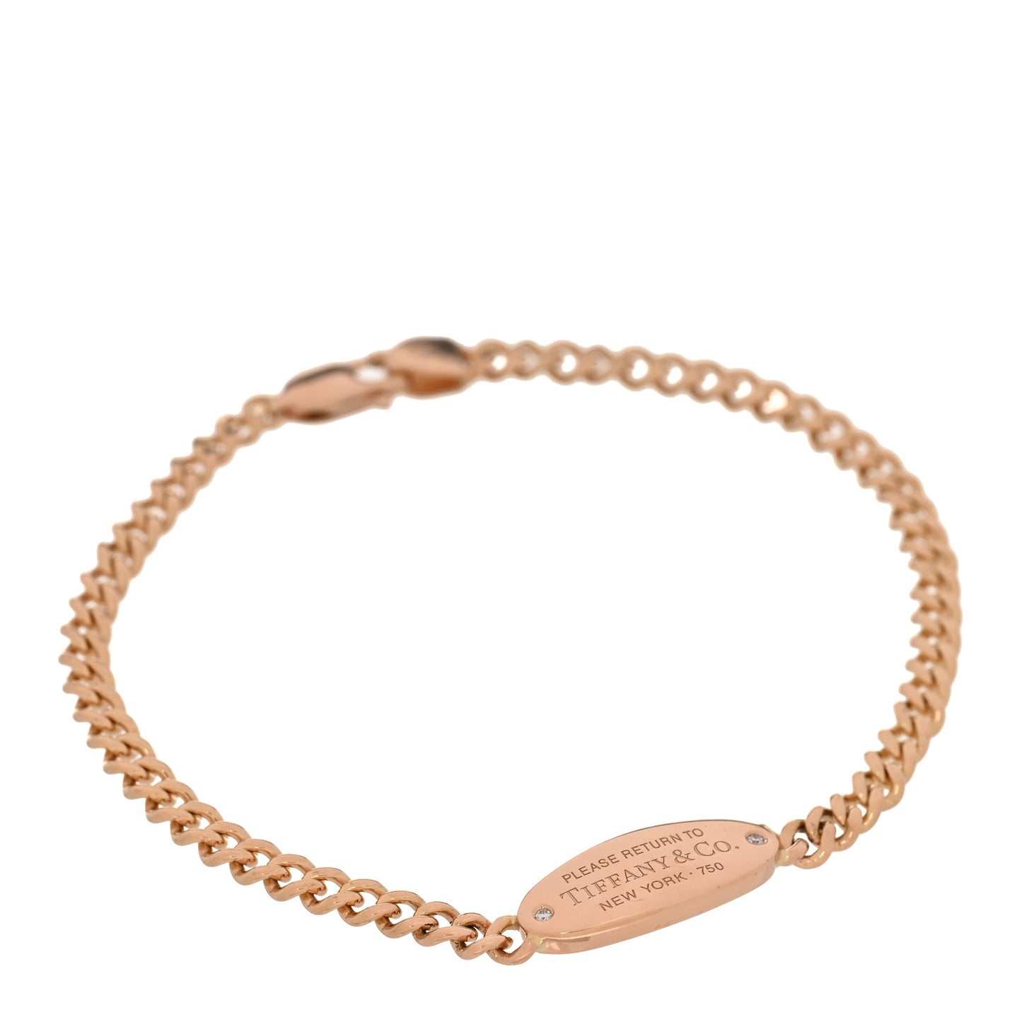 18K Rose Gold Diamond Return To Tiffany Oval ID Bracelet