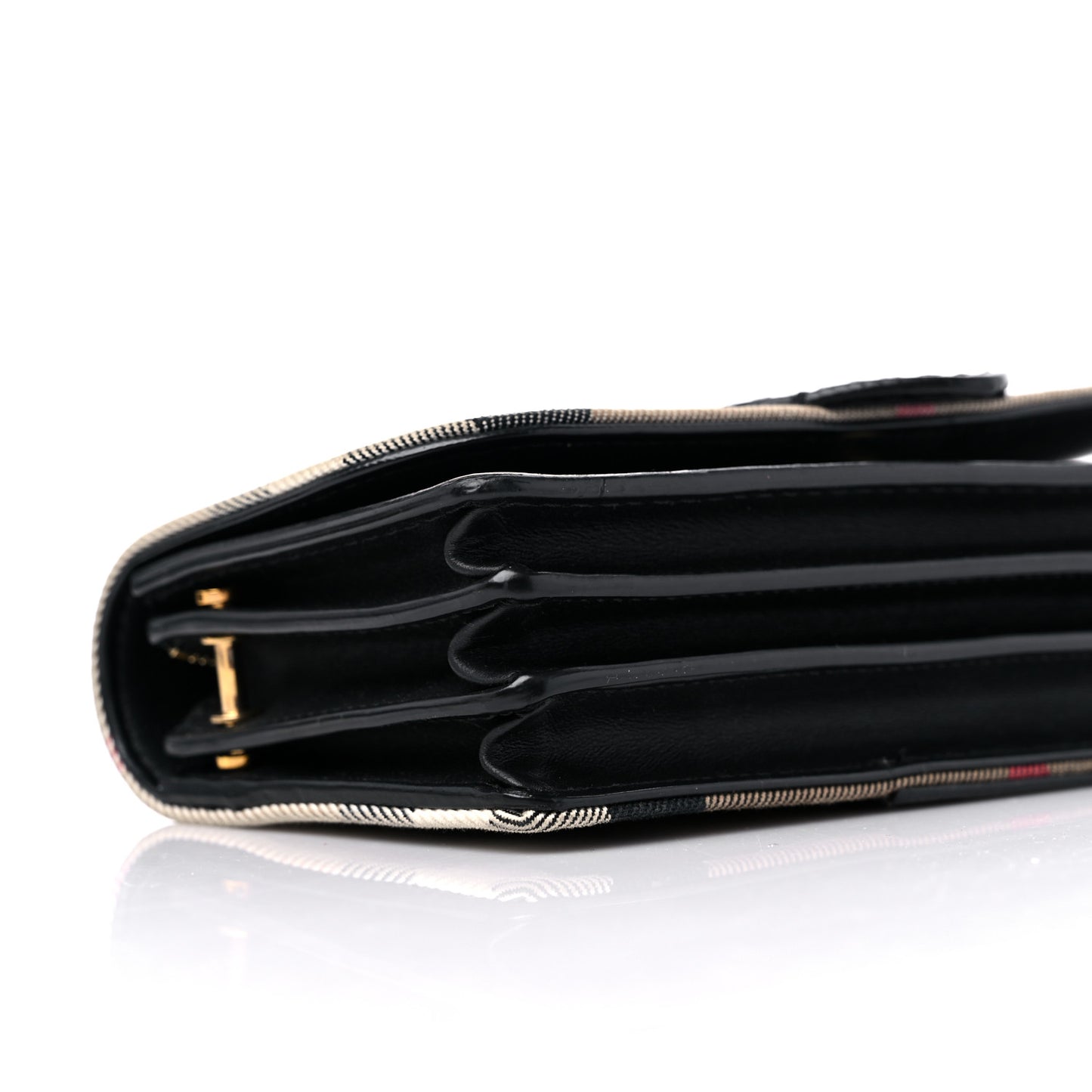 House Check Bridle Calfskin Small Madison Buckle Bag Black