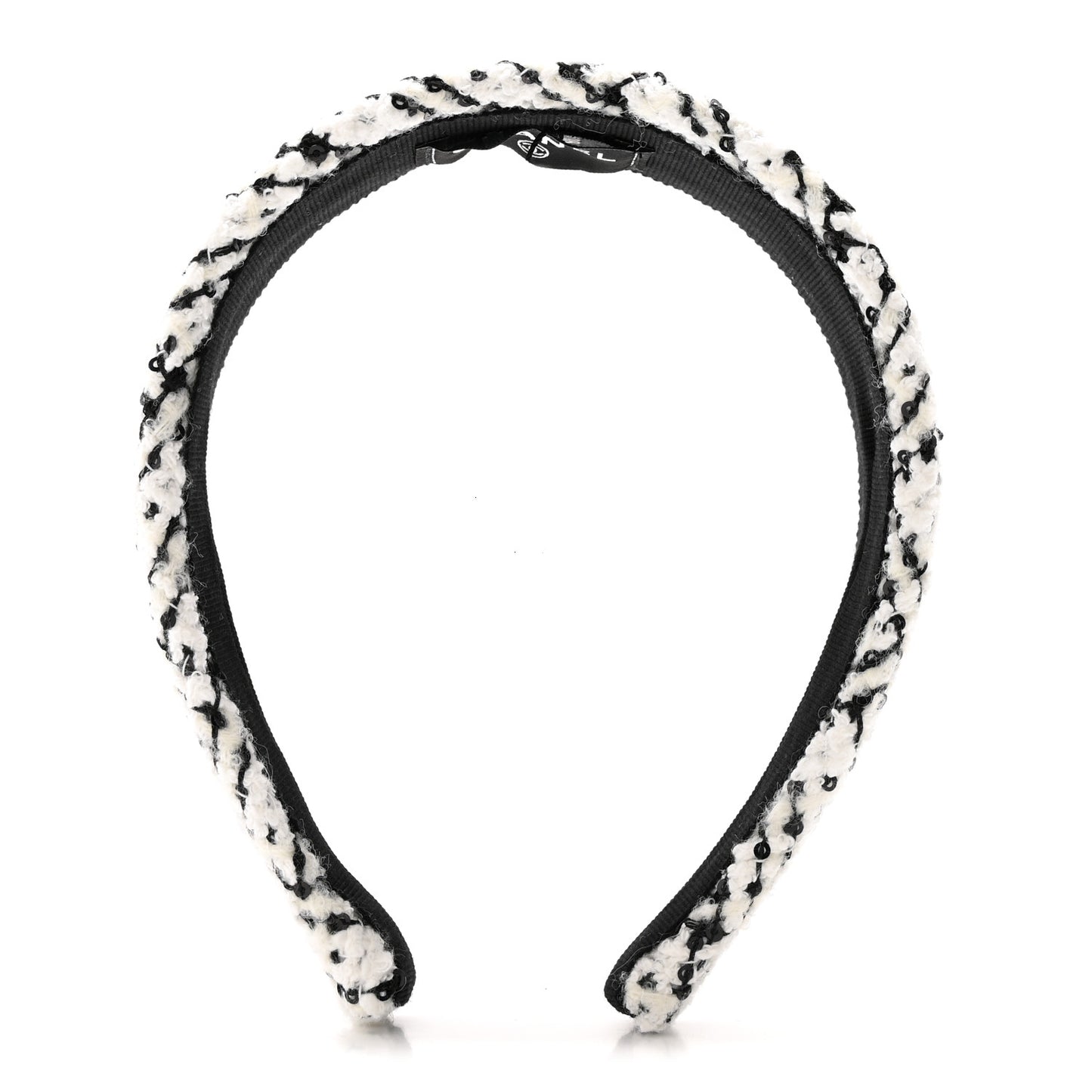 Tweed Sequin Headband White Black