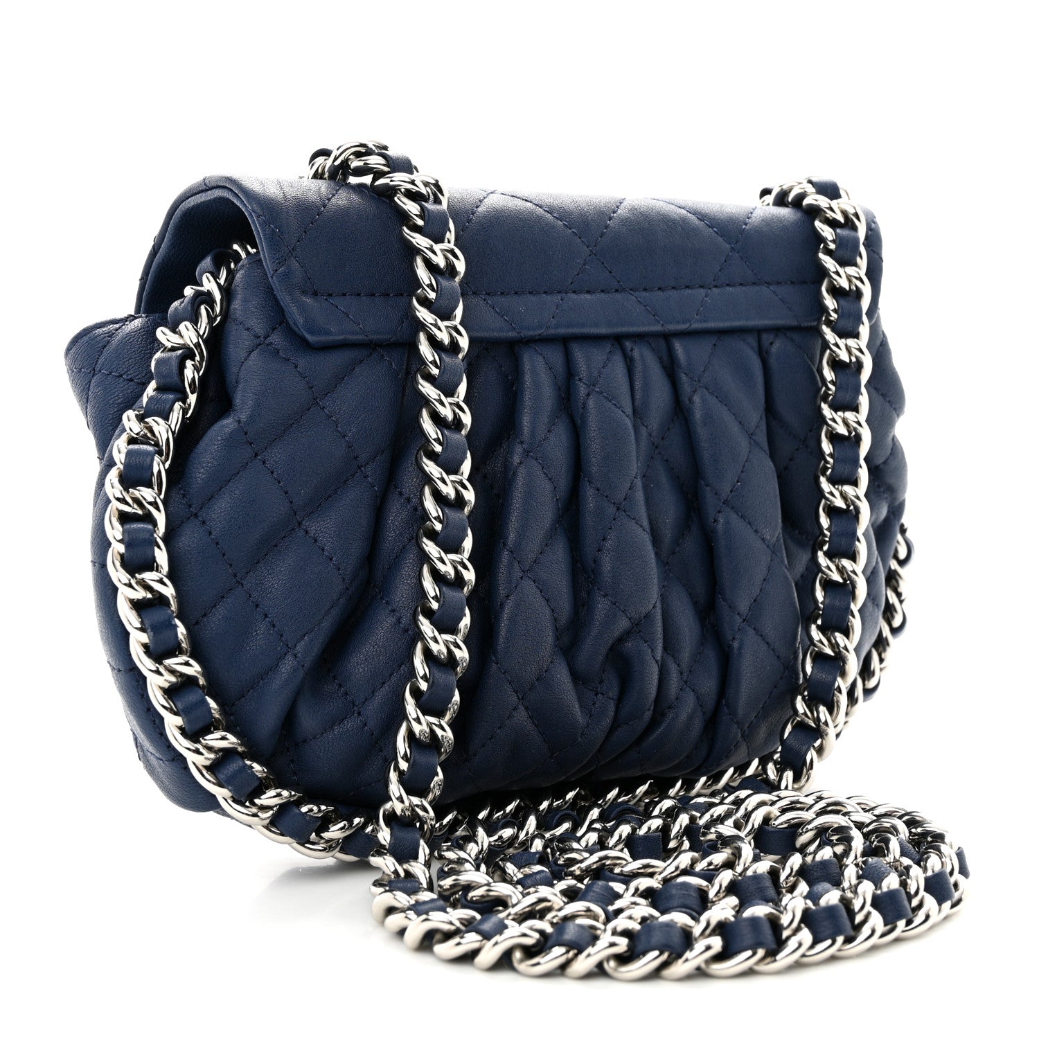 Chanel Washed Lambskin Quilted Mini Chain Around Flap Blue 3 of 12