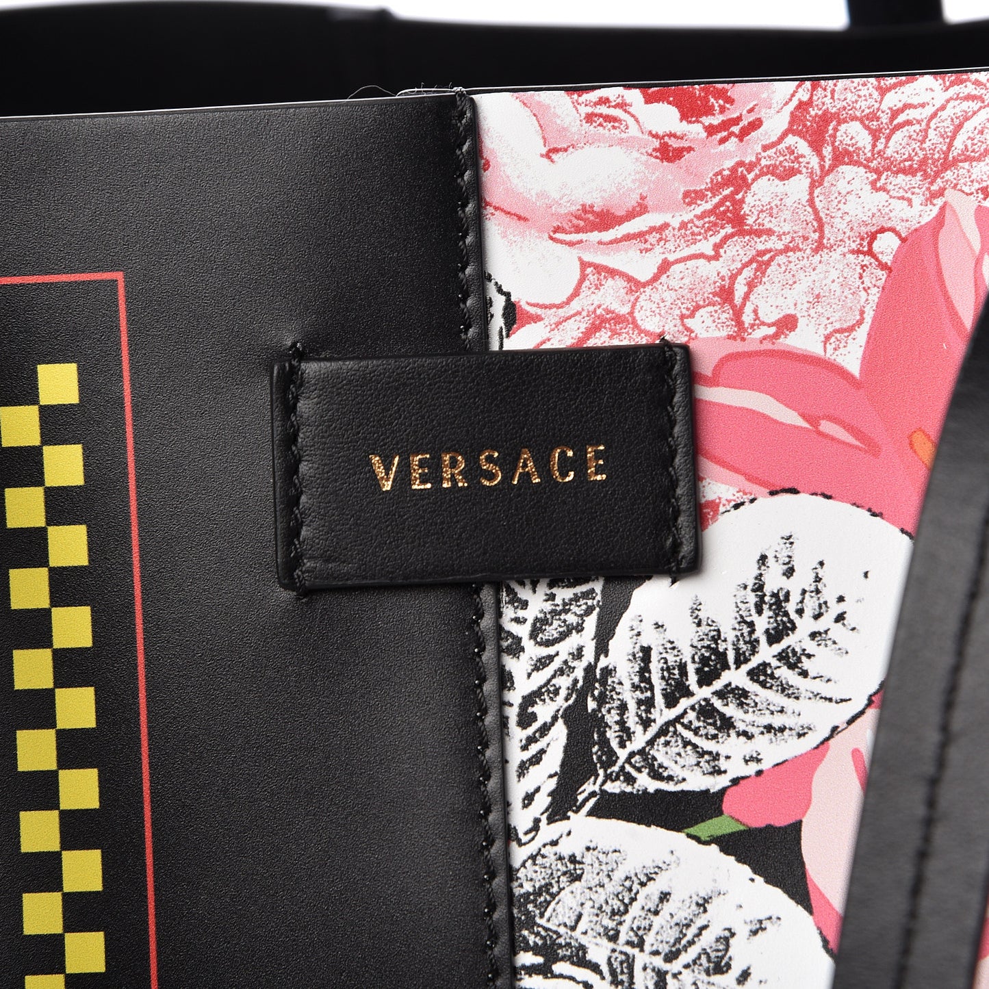 Calfskin Vintage 90's Logo Floral Tote Black