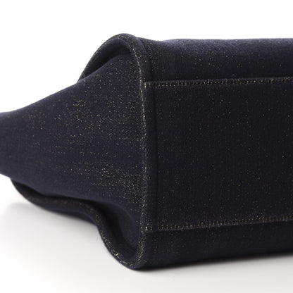 Chanel Lurex Canvas Medium Deauville Tote Navy Blue Gold 5 of 12