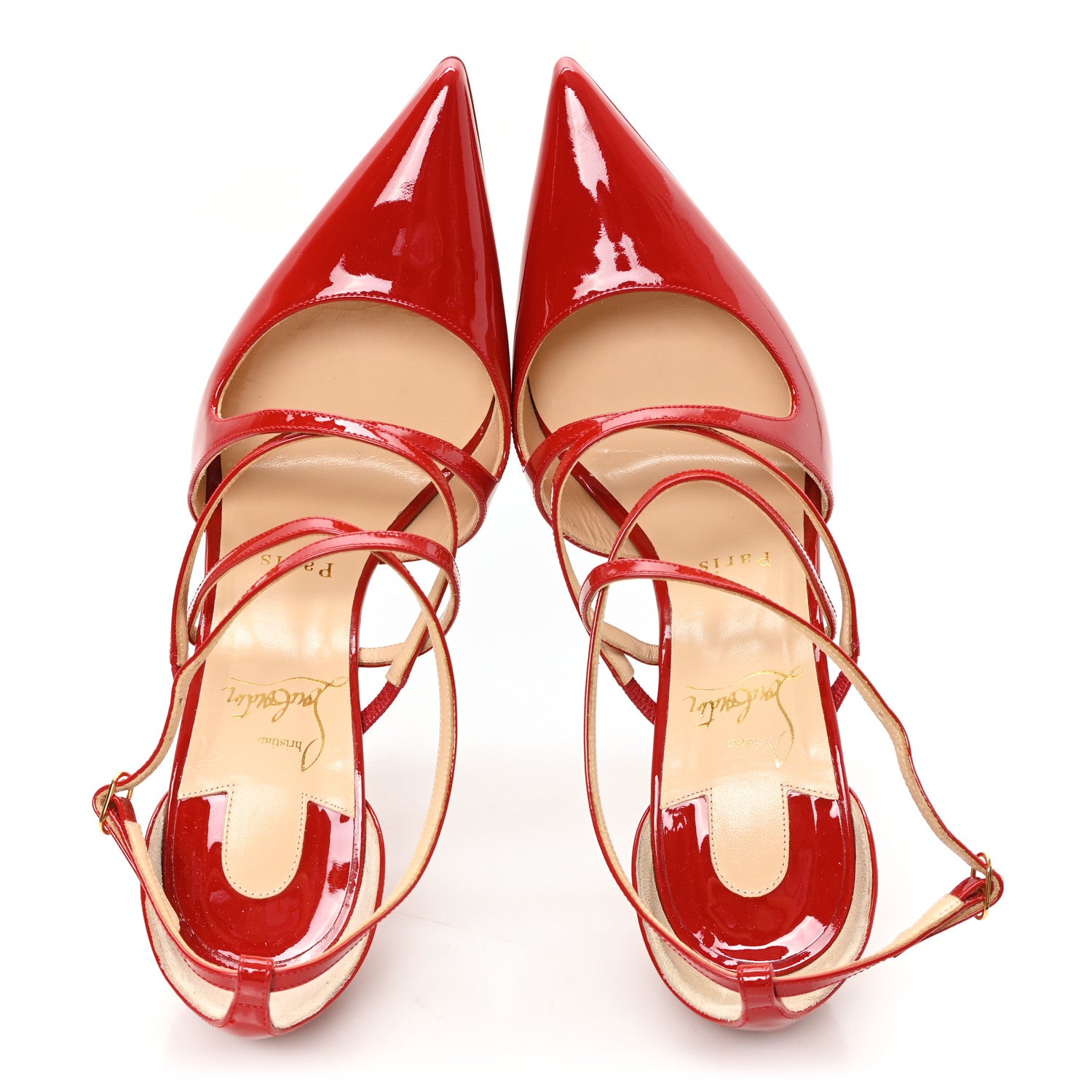 Christian Louboutin Patent Crossfliketa 100 Pumps 37.5 Flamenco 2 of 8