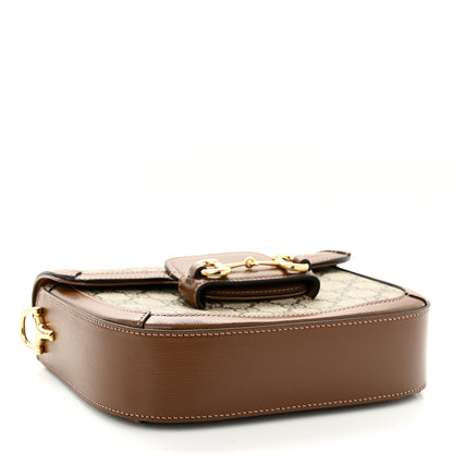 Gucci GG Supreme Monogram Web Mini Horsebit 1955 Shoulder Bag Beige Brown Sugar 4 of 11